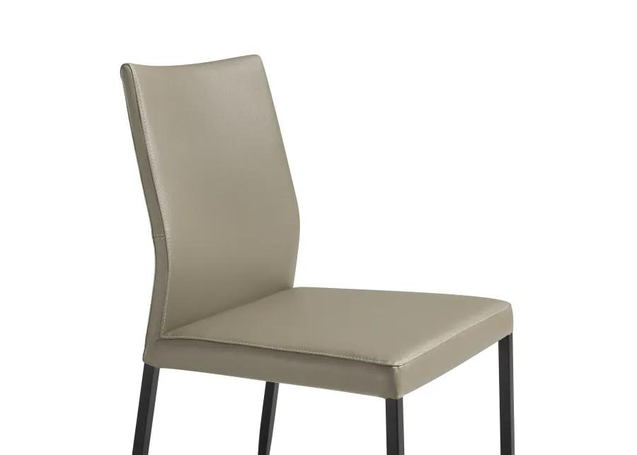 Kash Upholstered Dining Chair in Taupe Gray Faux Leather and Black Metal Legs - Set of 2