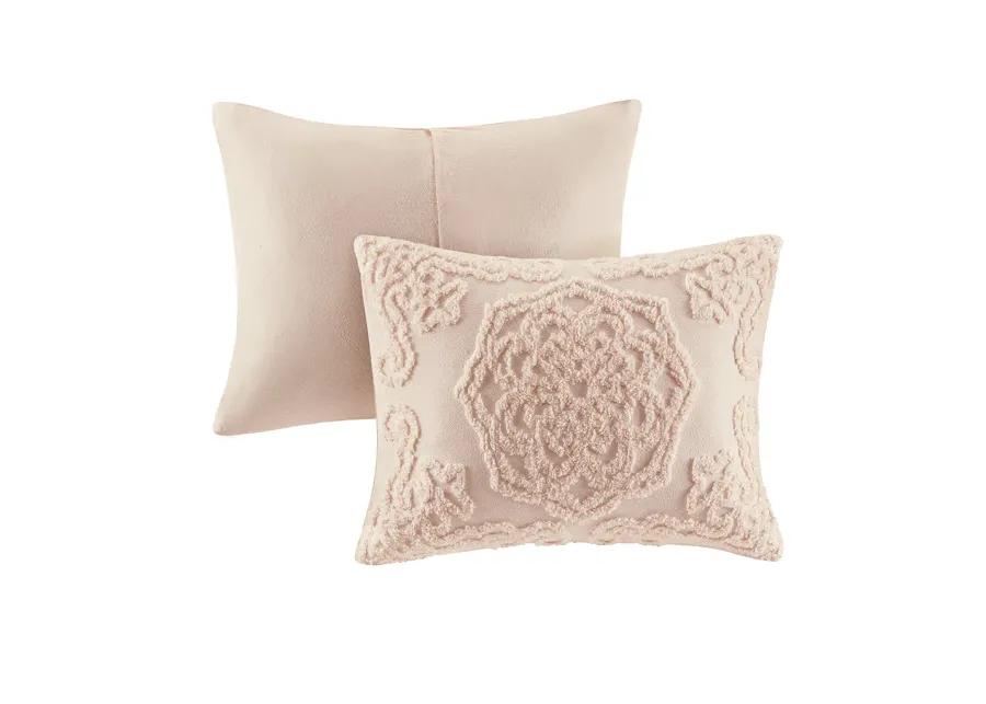 Madison Park Laetitia Blush 3-Piece Tufted Cotton Chenille Medallion Duvet Cover Set