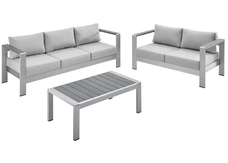 Shore Sunbrella® Fabric Outdoor Patio Aluminum 3 Piece Set