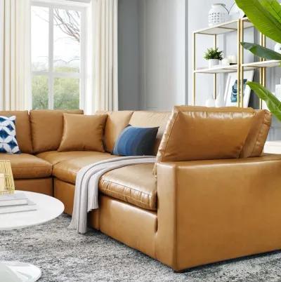 Commix Down Filled Overstuffed Vegan Leather 5-Piece Sectional Sofa