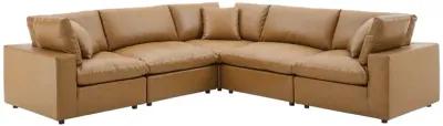 Commix Down Filled Overstuffed Vegan Leather 5-Piece Sectional Sofa