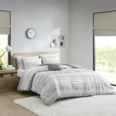 Intelligent Design Lumi Grey Striped Duvet Cover Set