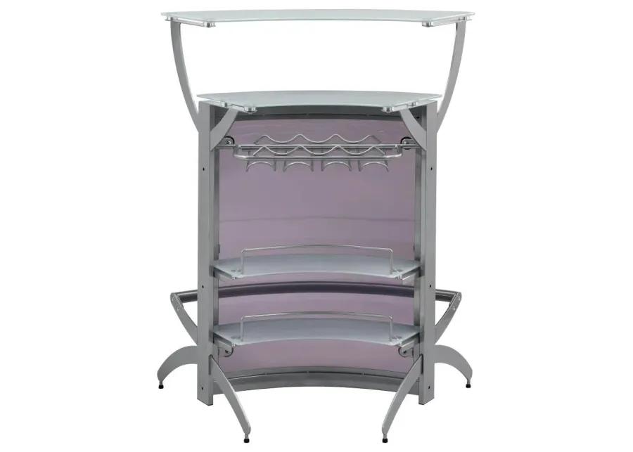 Dallas 2-shelf Home Bar Silver and Frosted Glass