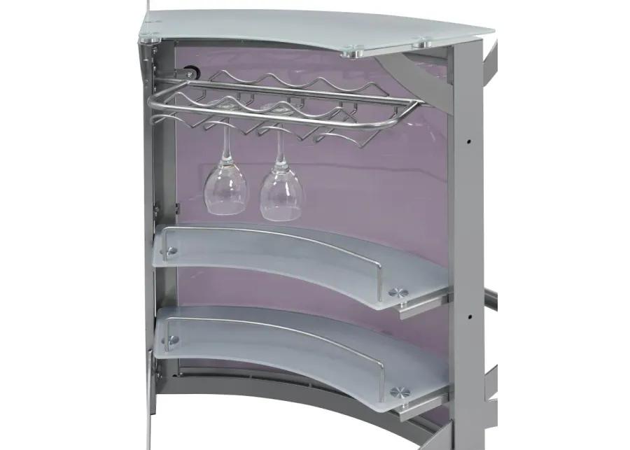 Dallas 2-shelf Home Bar Silver and Frosted Glass