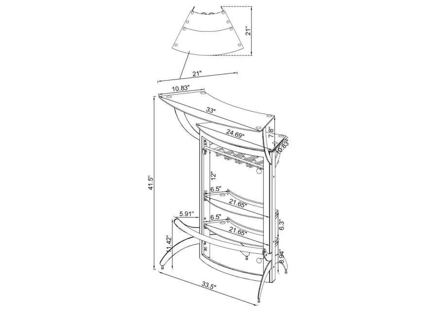 Dallas 2-shelf Home Bar Silver and Frosted Glass