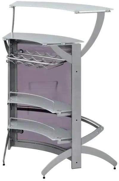 Dallas 2-shelf Home Bar Silver and Frosted Glass