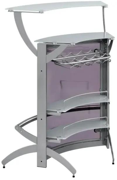 Dallas 2-shelf Home Bar Silver and Frosted Glass