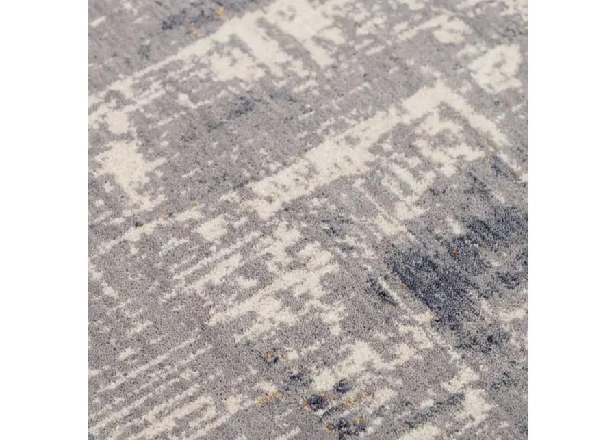 Ventura Blue Abstract Washed Wool 2'6" x 8' Runner Rug