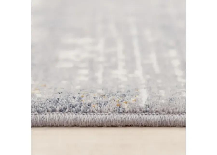 Ventura Blue Abstract Washed Wool 2'6" x 8' Runner Rug