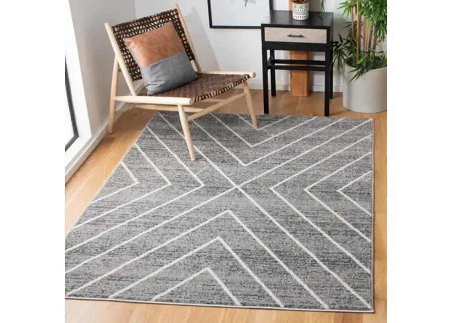 ADIRONDACK Contemporary Dark Grey / Ivory 5'-1" X 7'-6" Powerloomed Rug