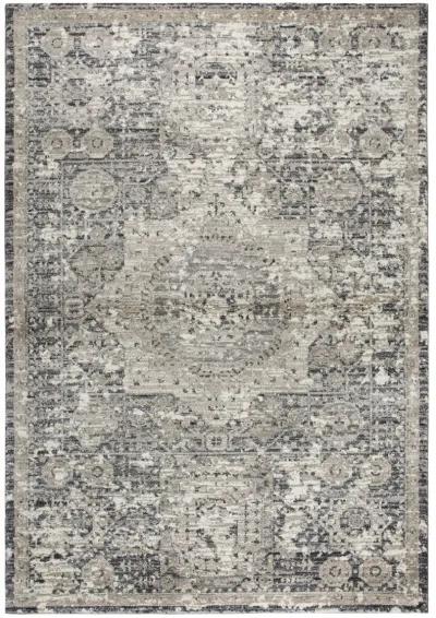 Panache Gray/Natural Central Medallion Distress  Polypropylene 9'10" x 12'6" Rectangle Rug