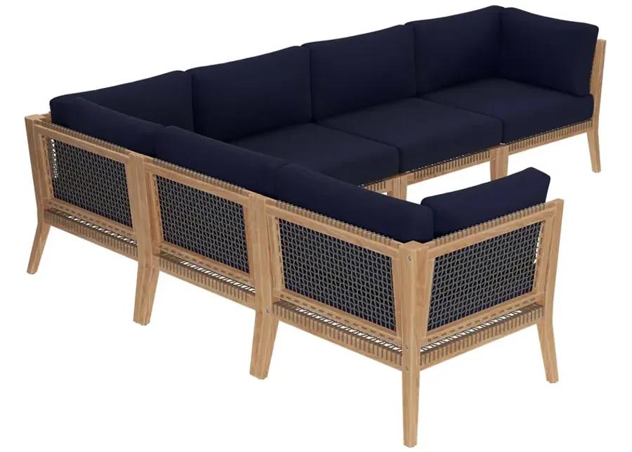 Clearwater Teak 6-Piece Outdoor Sectional