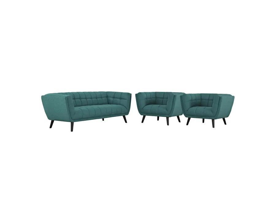 Bestow 3 Piece Upholstered Fabric Sofa and Armchair Set