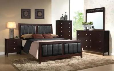 Carlton Eastern King Upholstered Bed Cappuccino and Black