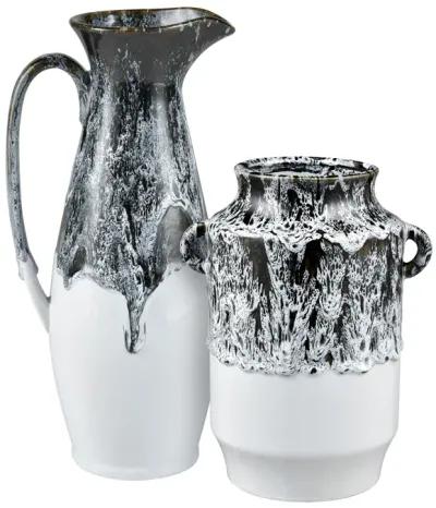 Gallemore Vase  -  Black and White Glazed - Set of 2