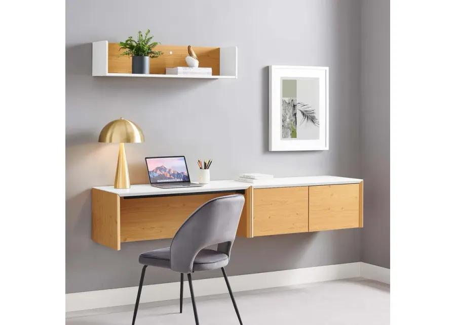 Kinetic 38" Wall-Mount Office Desk With Cabinet and Shelf