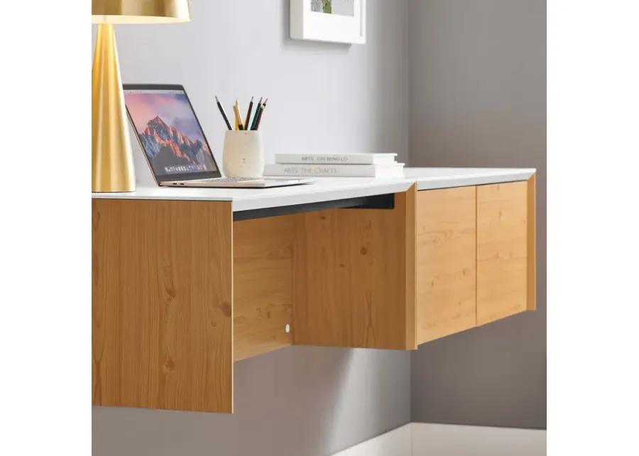 Kinetic 38" Wall-Mount Office Desk With Cabinet and Shelf