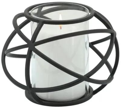 S/2 6" Orb Candle Holder , Black