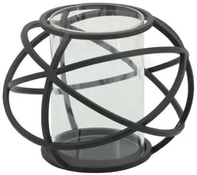 S/2 6" Orb Candle Holder , Black