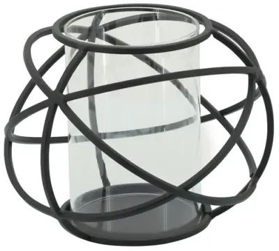 S/2 6" Orb Candle Holder , Black