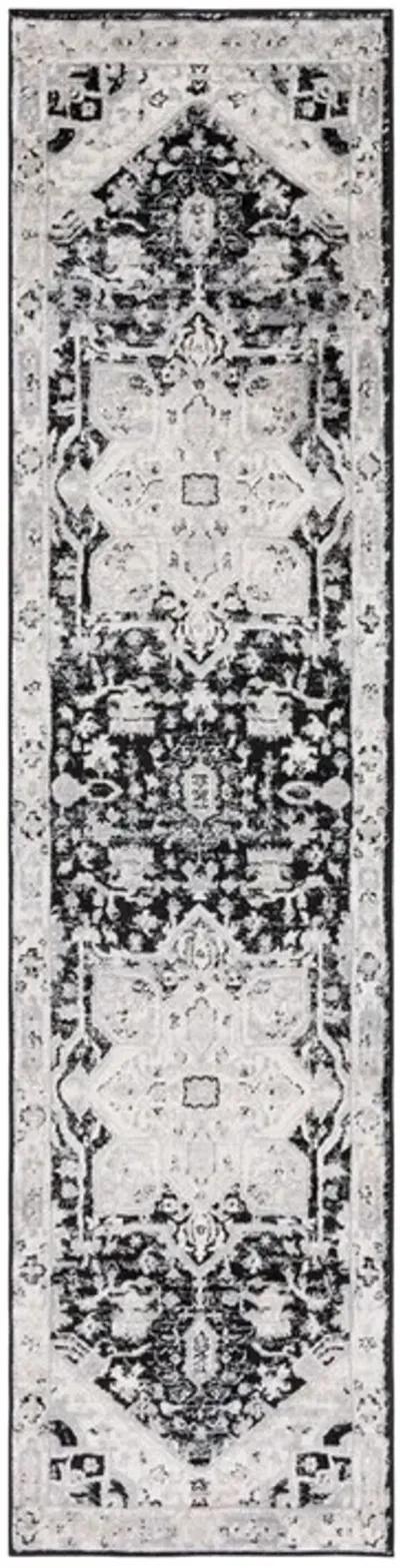 Brentwood 852 Black / Ivory 2' X 8' Runner Powerloomed Rug