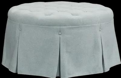 Martha Stewart Terri (Zara) Blue Skirted Tufted 32" Round Ottoman