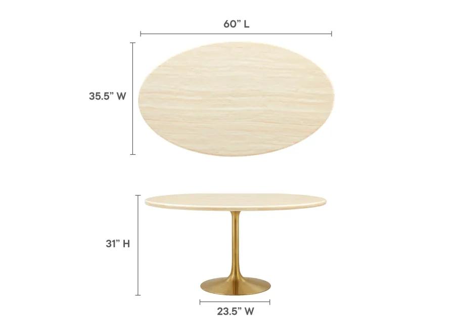 Lippa 60" Oval Artificial Travertine  Dining Table