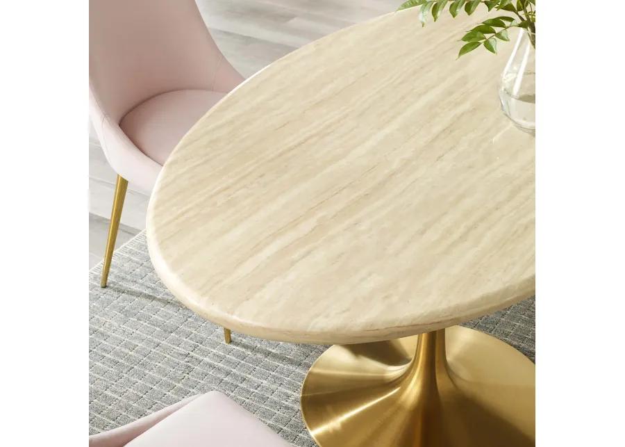 Lippa 60" Oval Artificial Travertine  Dining Table