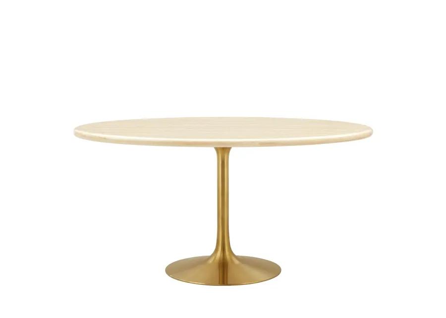 Lippa 60" Oval Artificial Travertine  Dining Table