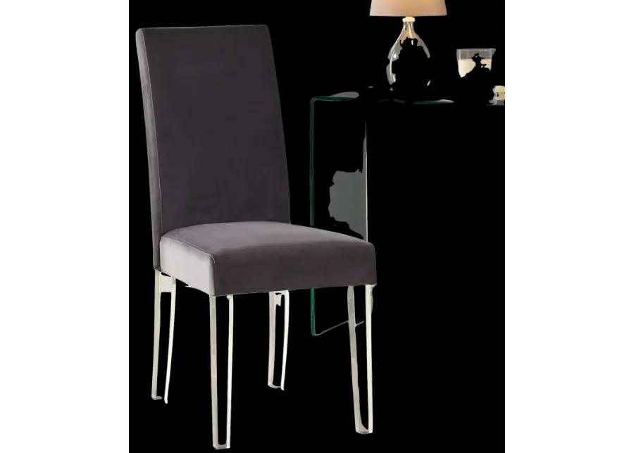 Dalia Modern and Contemporary Dining Chair in Gray Velvet with Acrylic Legs - Set of 2