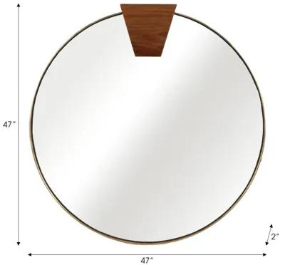 47x47 Round Wood Piece Mirror, Gold