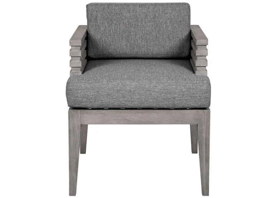 Vivid Outdoor Patio Dining Chair in Gray Eucalyptus Wood with Gray Olefin Cushions