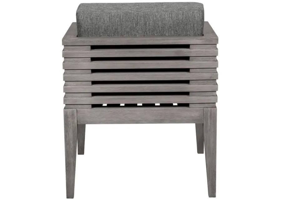 Vivid Outdoor Patio Dining Chair in Gray Eucalyptus Wood with Gray Olefin Cushions