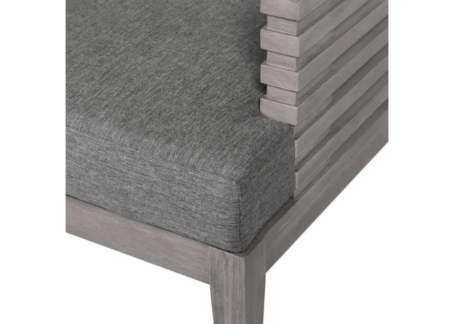 Vivid Outdoor Patio Dining Chair in Gray Eucalyptus Wood with Gray Olefin Cushions