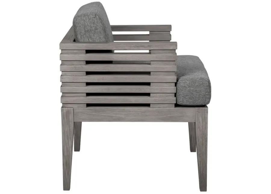 Vivid Outdoor Patio Dining Chair in Gray Eucalyptus Wood with Gray Olefin Cushions