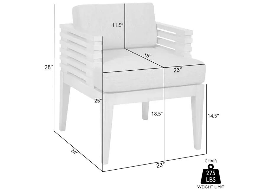 Vivid Outdoor Patio Dining Chair in Gray Eucalyptus Wood with Gray Olefin Cushions