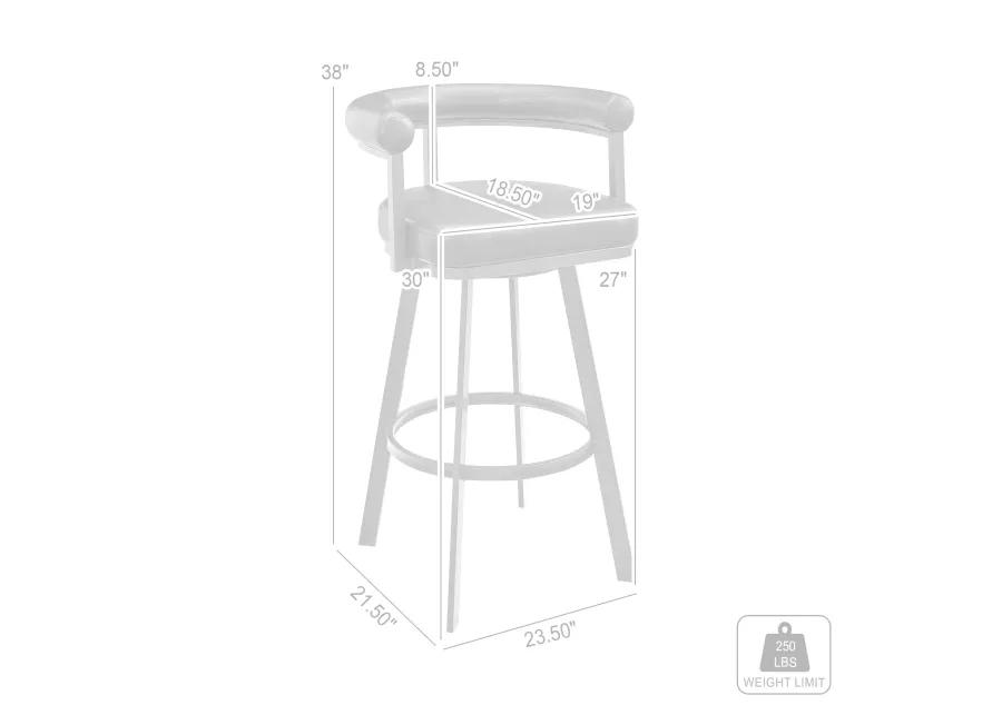 Magnolia 30" Swivel Bar Stool in Brushed Stainless Steel with Black Faux Leather