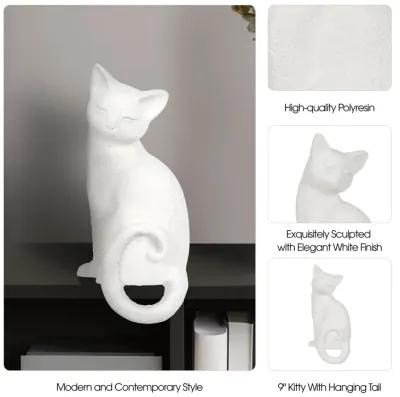 9" Kitty With Hanging Tail, White