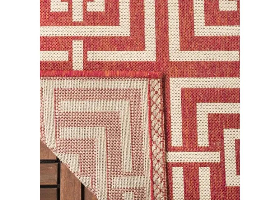 Safavieh BEACH HOUSE Collection BHS128Q-4 Red / Creme 4' X 6'