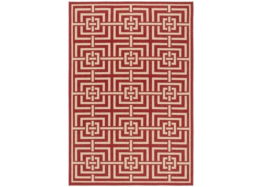 Safavieh BEACH HOUSE Collection BHS128Q-4 Red / Creme 4' X 6'