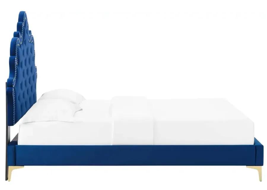 Sasha Button-Tufted Performance Velvet Twin Bed