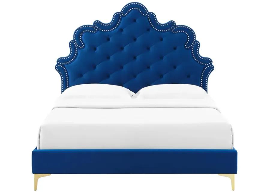 Sasha Button-Tufted Performance Velvet Twin Bed