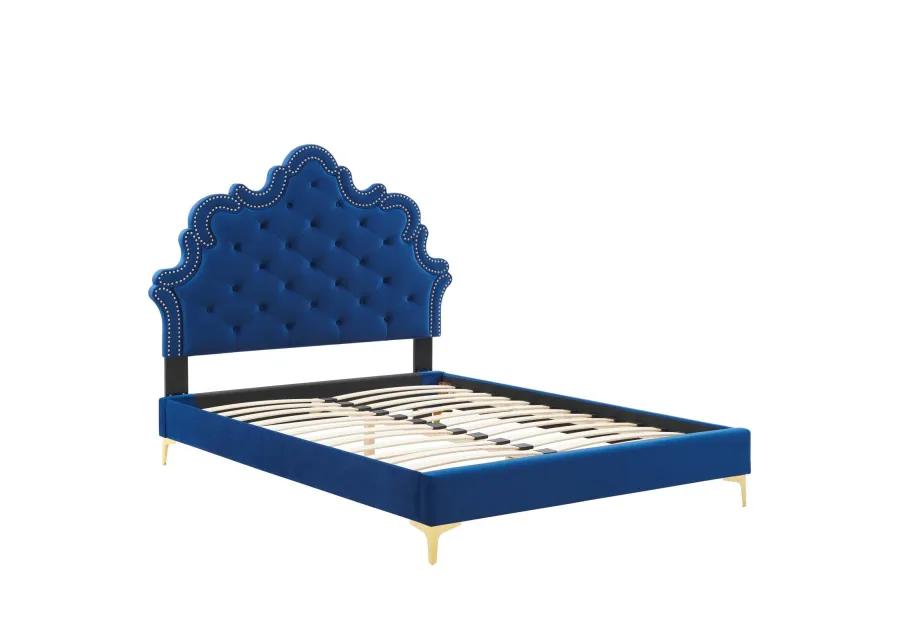 Sasha Button-Tufted Performance Velvet Twin Bed