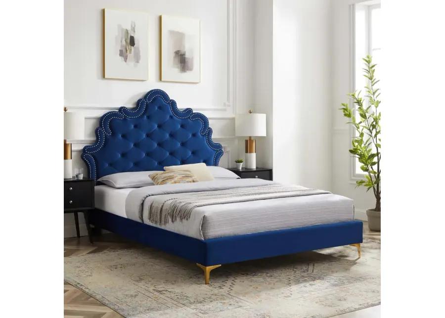 Sasha Button-Tufted Performance Velvet Twin Bed