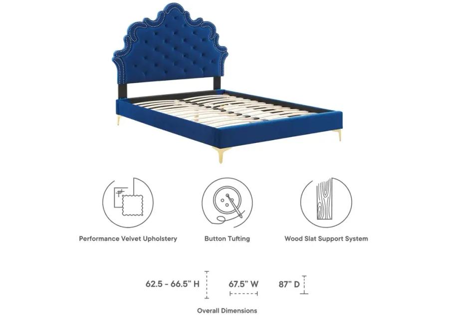 Sasha Button-Tufted Performance Velvet Twin Bed