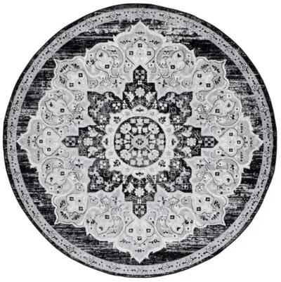 Brentwood 802 Black / Grey 6'-7" X 6'-7" Round Round Powerloomed Rug