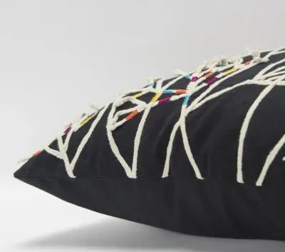 Impressionistic Botanical Black Pillow