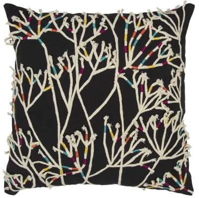 Impressionistic Botanical Black Pillow