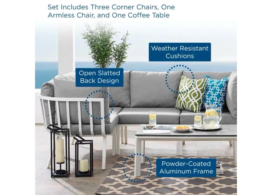 Riverside 5 Piece Outdoor Patio Aluminum Set