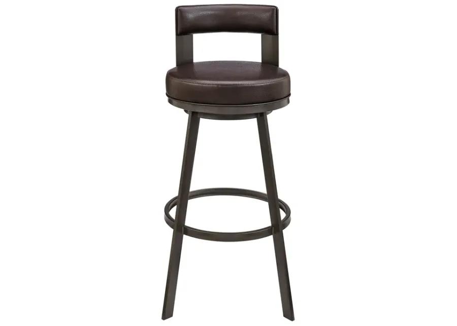 Flynn 26" Swivel Counter Stool in Brown Metal with Brown Faux Leather